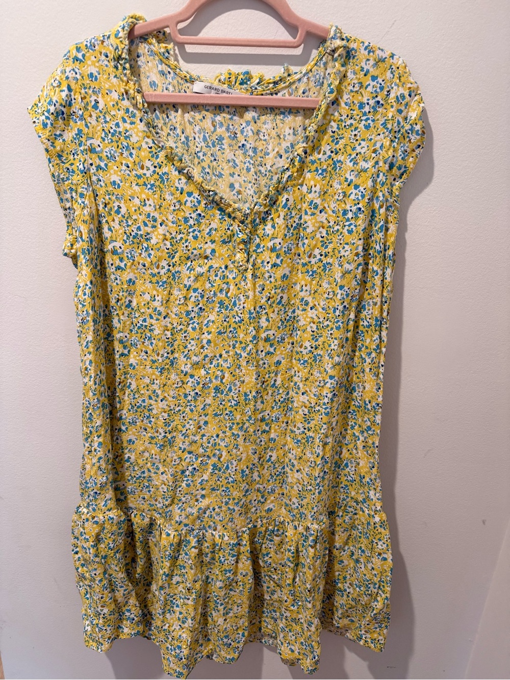Gerard Darel Yellow Floral Mini Dress